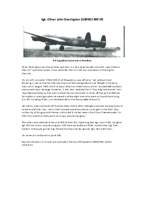 A preview of a PDF biography for Overington, Oliver John